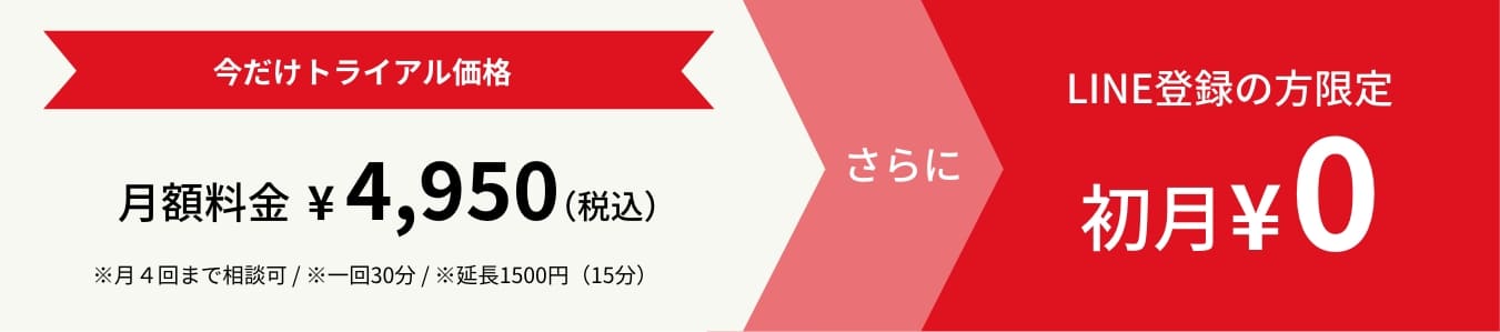 今だけトライアル価格月額料金4,950（税込）